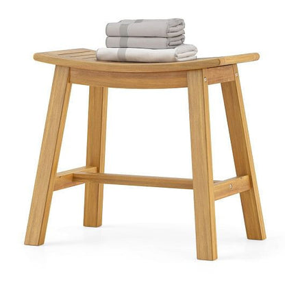 Teak Wood Shower Stool with Curved Seat for Inside Shower Spa-2