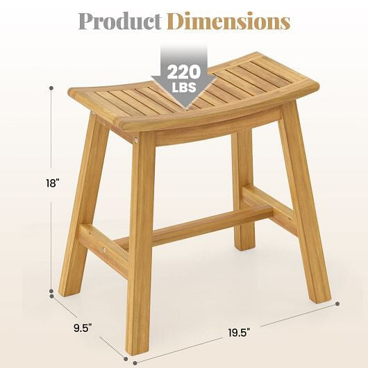 Teak Wood Shower Stool with Curved Seat for Inside Shower Spa-3