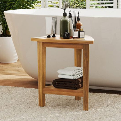 18 Inches Waterproof Shower Stool with Storage Shelf-0