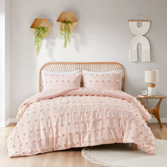 King / Cal King 3-Piece Pink Pompom Microfiber Comforter Set-0