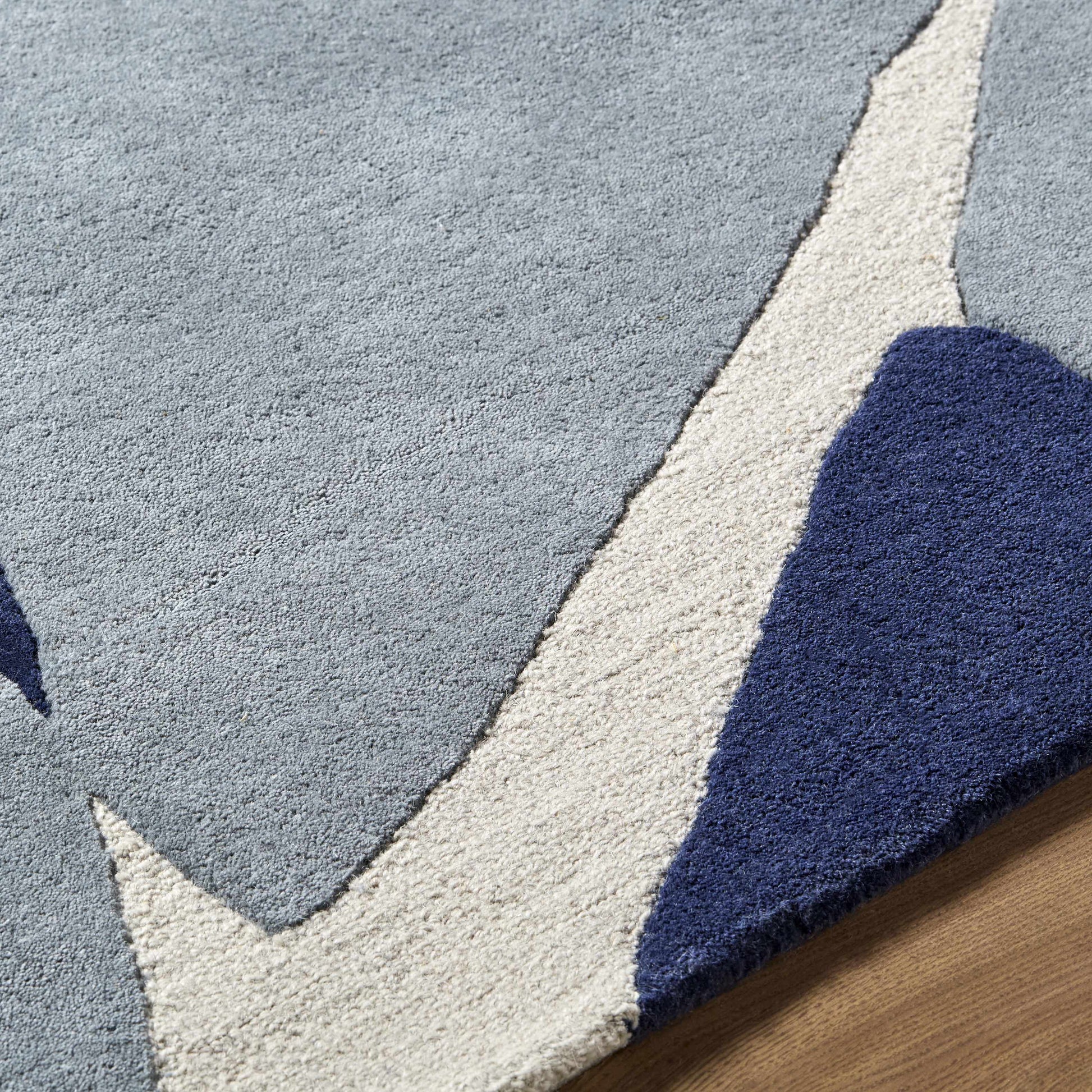 Robbins Modern Blue Wool Rug-5