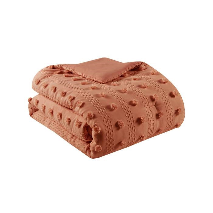 Twin/Twin XL 2-Piece Rust Orange Pompom Microfiber Comforter Set-3