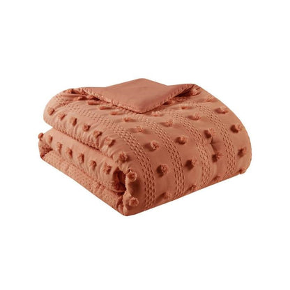 Twin/Twin XL 2-Piece Rust Orange Pompom Microfiber Comforter Set-3