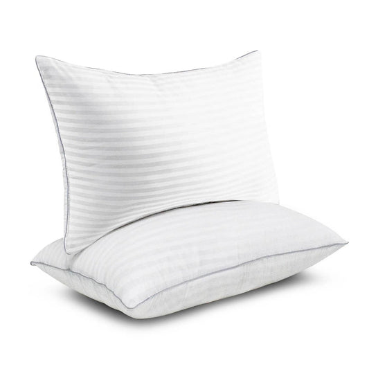 Set of 2 Machine Washable Down Alternative Bed Pillow with Cotton Cover - Queen-0