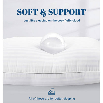 Set of 2 Machine Washable Down Alternative Bed Pillow with Cotton Cover - Queen-4
