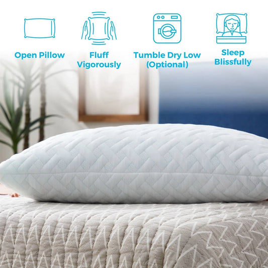 Set of 2 - Shredded Memory Foam Bed Pillows with 2 Pillowcases - Standard size-4