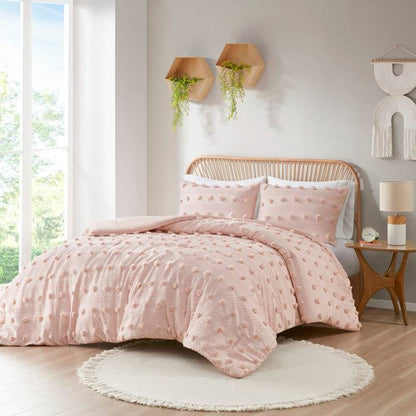 Twin/Twin XL 2-Piece Pink Pompom Hypoallergenic Microfiber Comforter Set-1