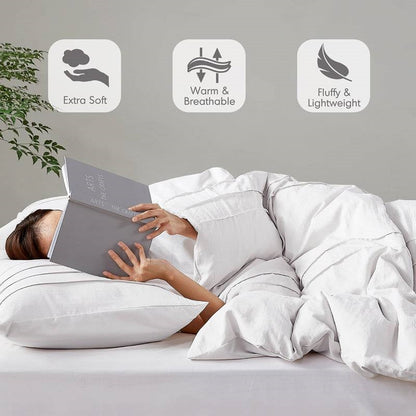 Full/Queen Size Microfiber Pleated Soft Washed Comforter Set White-2