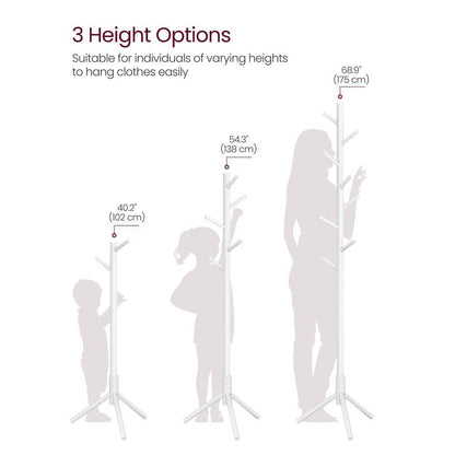 Sturdy Solid Wood Coat Rack in White Finish with 8 Hooks-2