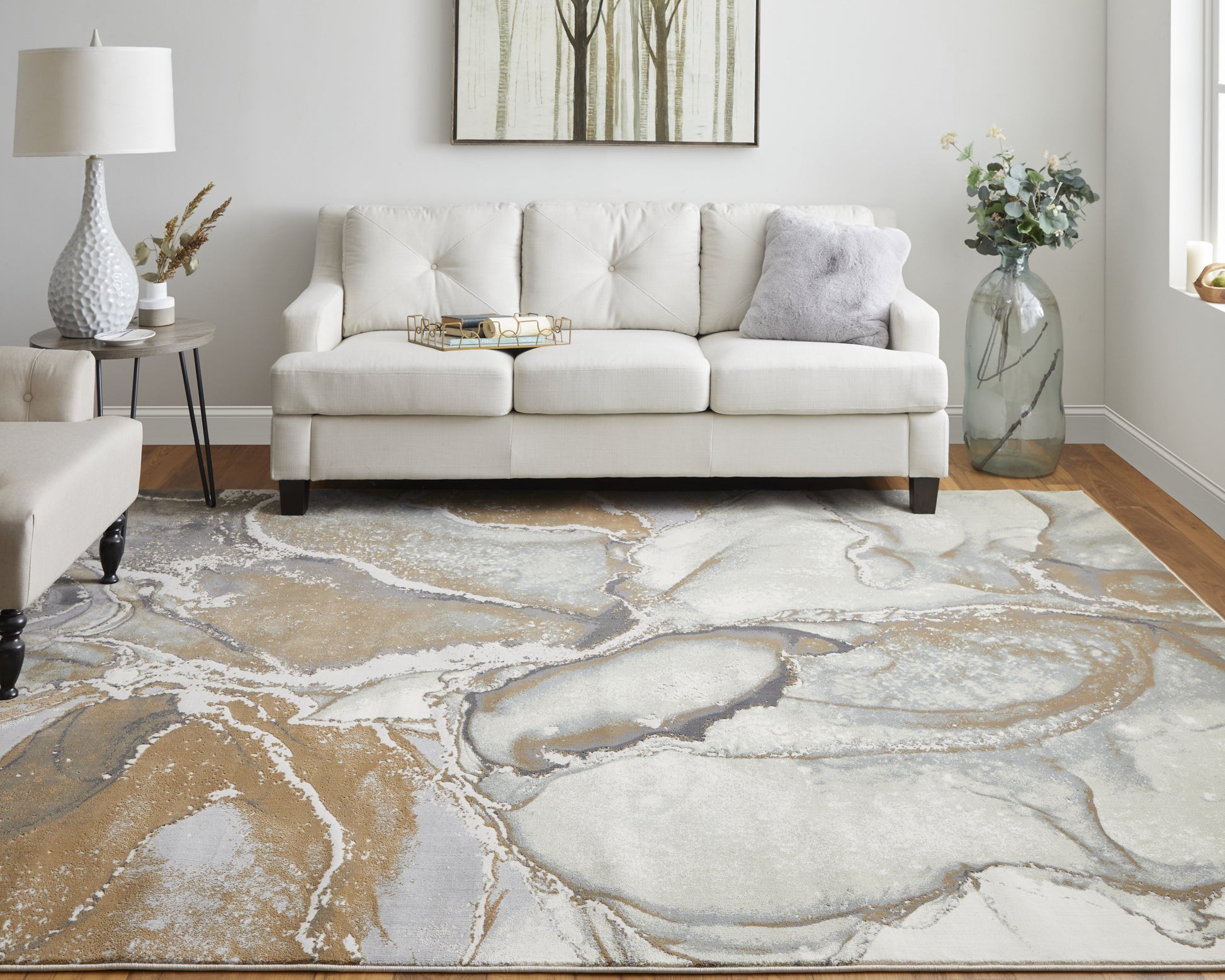 Clio Modern Abstract - Gray/Brown Area Rug-2