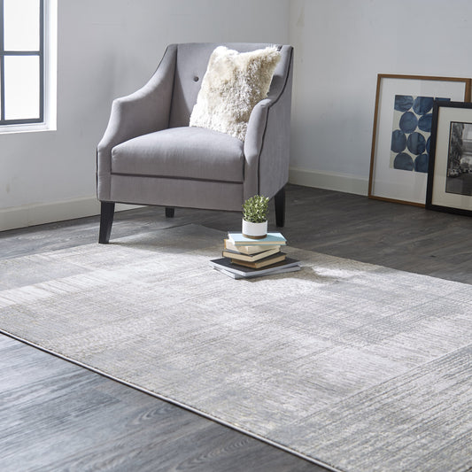 Aura Modern Abstract - Gray/Ivory Area Rug-1