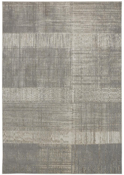 Aura Modern Abstract - Gray/Ivory Area Rug-0