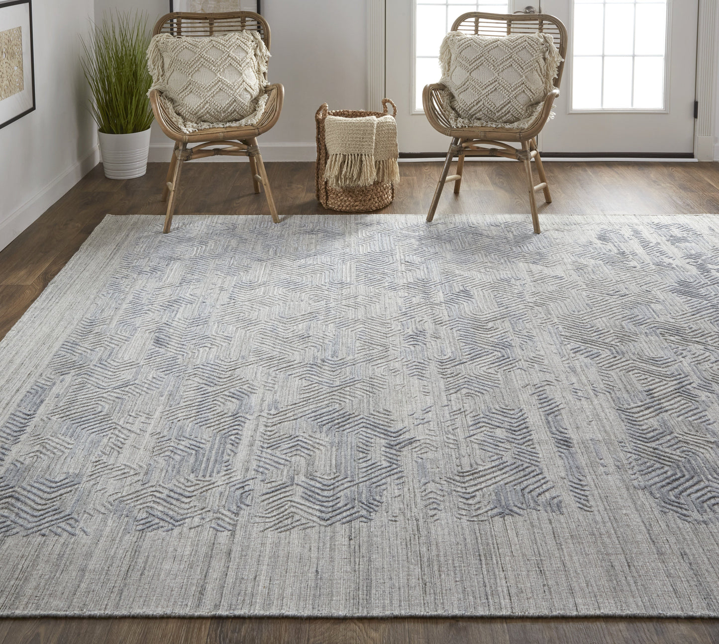 Elias Modern Abstract - Gray/Blue - Clearance-3