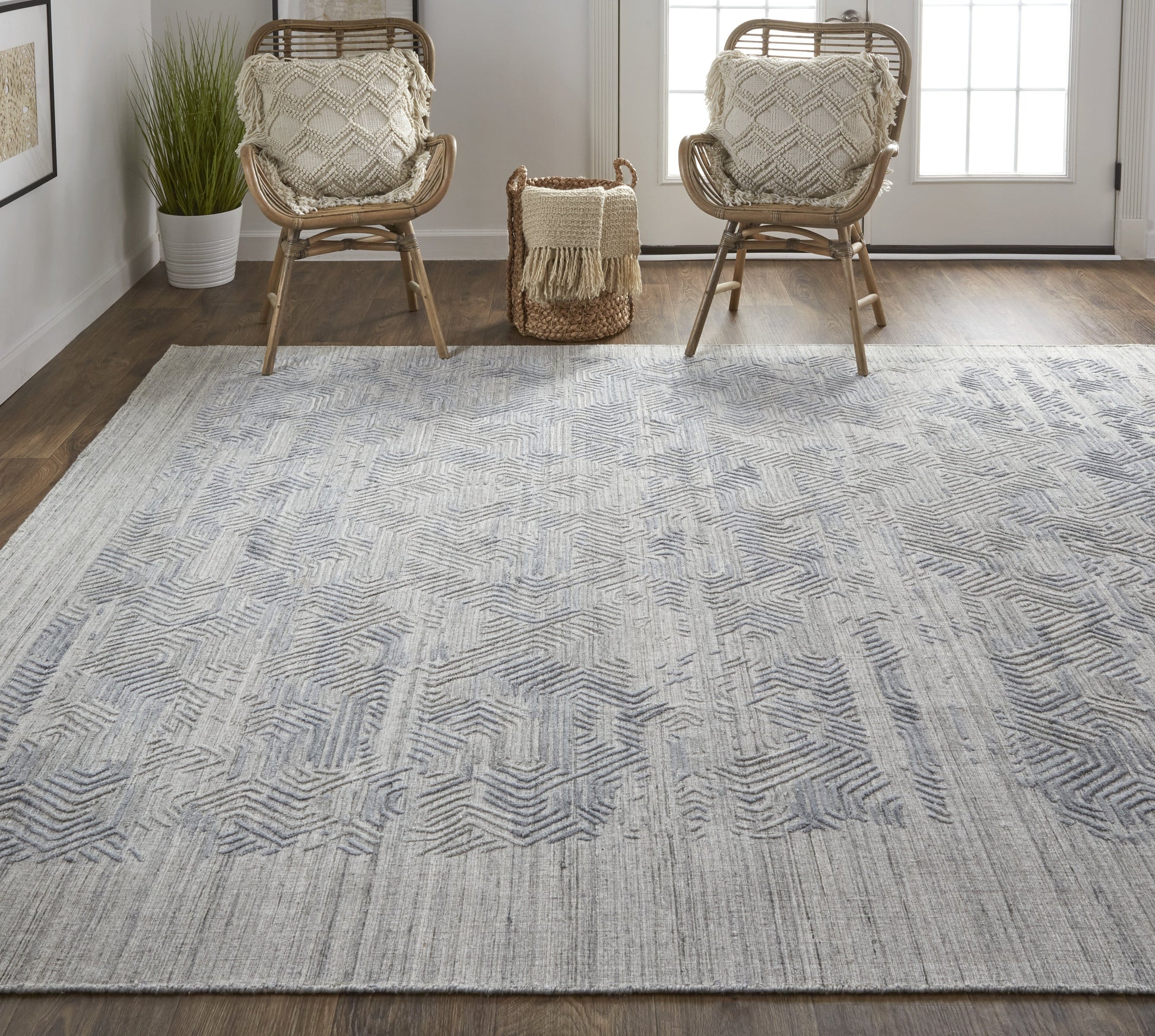 Elias Modern Abstract - Gray/Blue - Clearance-3