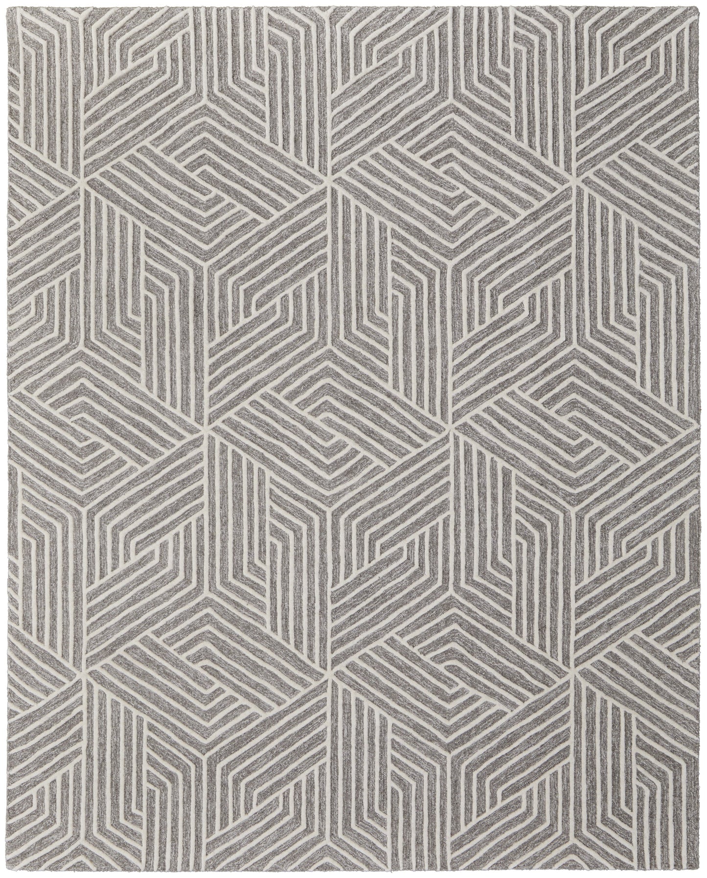 Lytton Modern Geometric - Gray/Ivory Area Rug-0