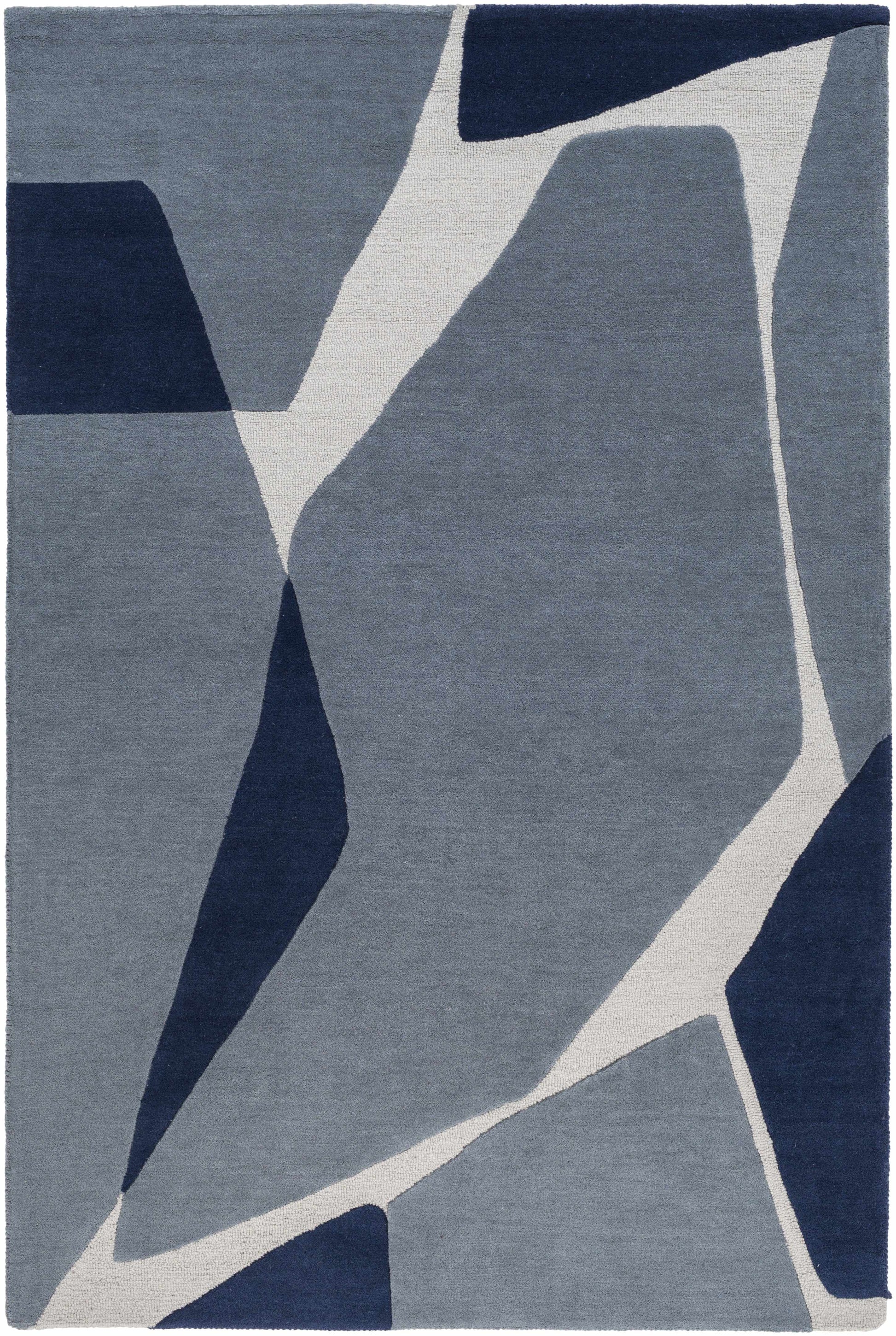 Robbins Modern Blue Wool Rug-6