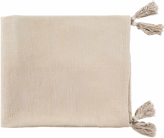 Beige Cotton Throw Blanket-1