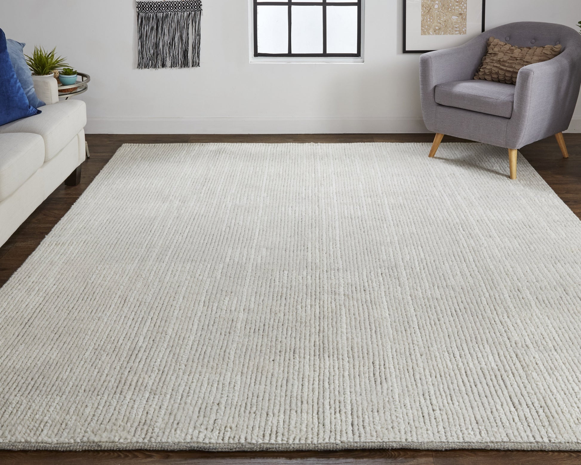 Alford Modern Solid - Ivory/Tan Area Rug-1