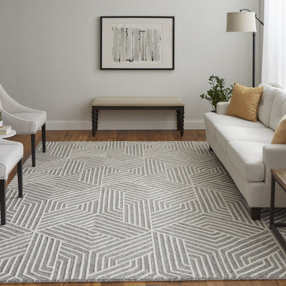Lytton Modern Geometric - Gray/Ivory Area Rug-1