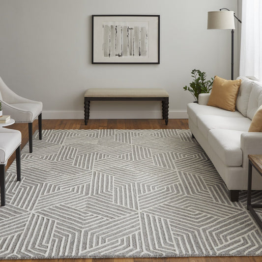 Lytton Modern Geometric - Gray/Ivory Area Rug-1